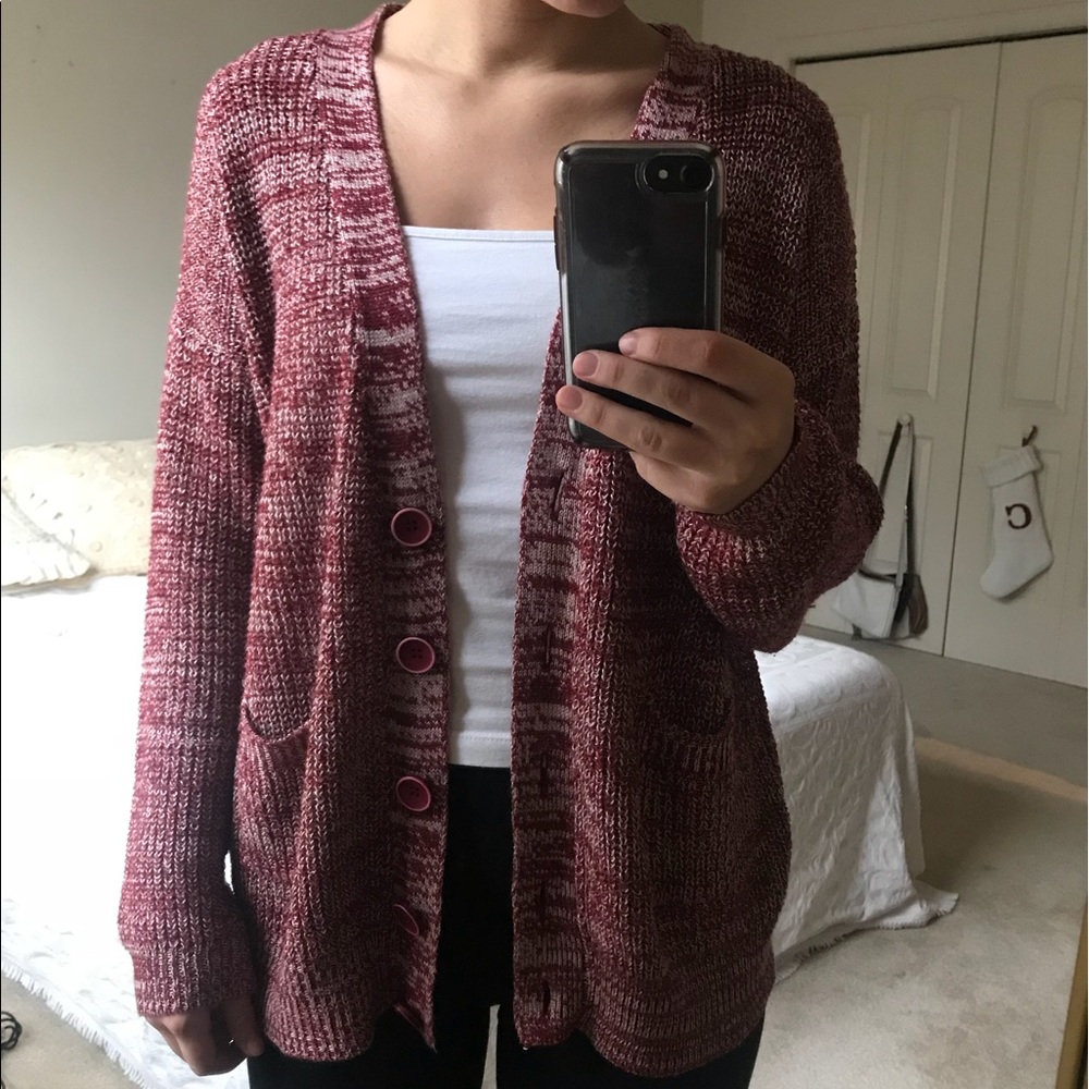 Maroon Oversized Cardigan